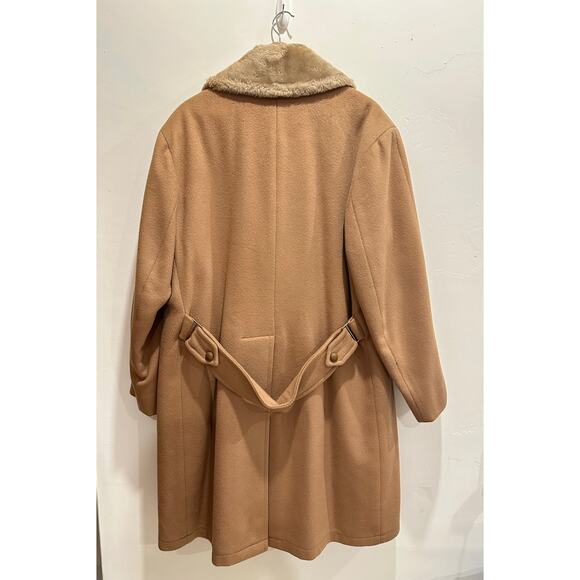 Mighty Mac Vintage 70s Tan men’s Winter coat w/ Faux Fur Lapel lined size 42/Lg - Picture 4 of 13